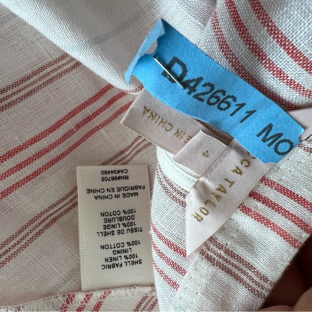 Rebecca Taylor Linen Yarn Striped Ruffle Wrap Mini Dress Sleeveless Size 4 - Picture 8 of 10